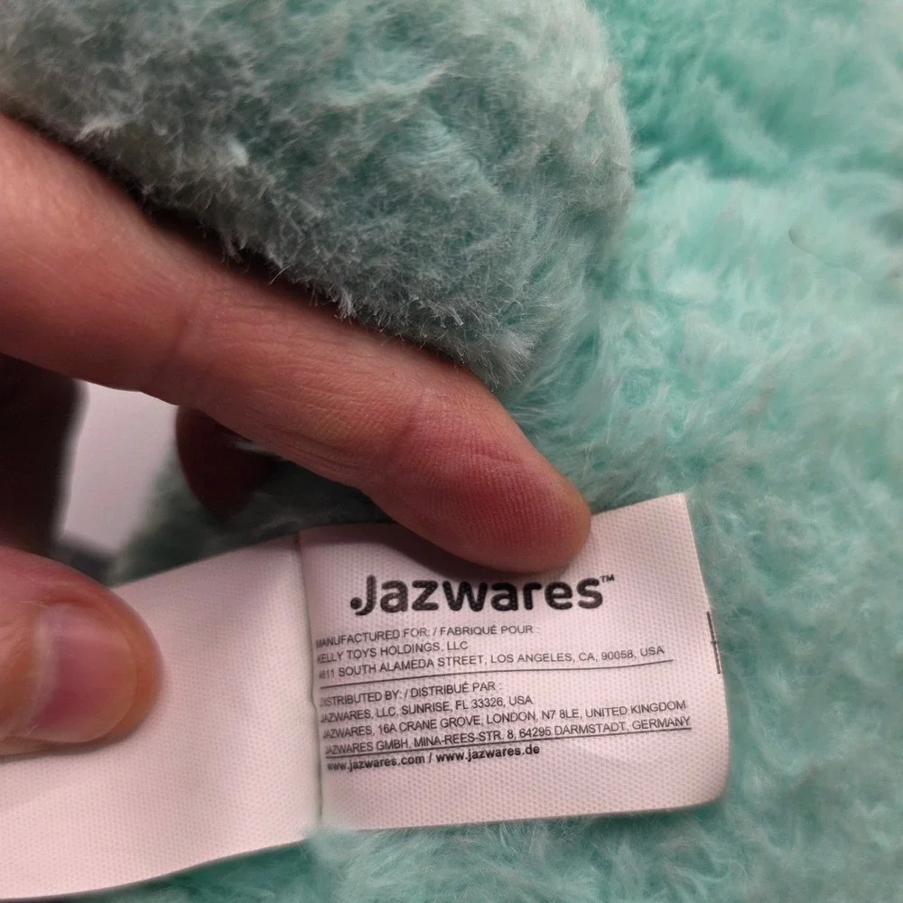 Applause Jazwares Bear Plush Teal Fuzzy Stuffed Animal 2023 6oz 9in